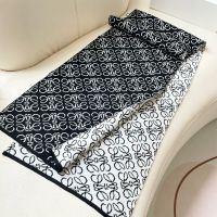 Loewe Anagram Bicolour Scarf In Cashmere Black/White