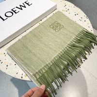 Loewe Anagram Cashmere Scarf In Green