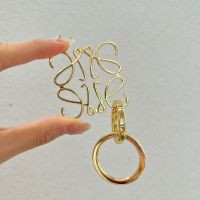 Loewe Anagram Keyring In Metal Gold