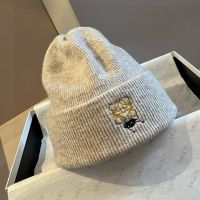 Loewe Anagram Susuwatari Embroidery Beanie In Wool Light Grey