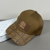 Loewe Anagram Logo Patch Baseball Cap In Canvas and Jacquard Khaki