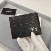 Loewe Anagram Square Zip Cardholder In Pebble Calfskin Black