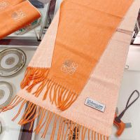 Loewe Bicolour Scarf Cashmere In Orange/White