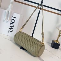 Loewe Bracelet Pouch In Pleated Nappa Lambskin Clay Green