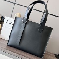Loewe Buckle Horizontal Tote In Classic Calfskin Black