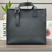 Loewe Buckle Zip Tote In Soft Grained Calfskin Black