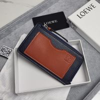 Loewe Coin Cardholder In Grained Calfskin Navy Blue