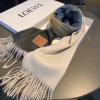 Loewe Color Block Cashmere Scarf In Dark Grey/Multicolor
