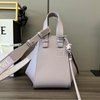 Loewe Compact Hammock Bag with Jacquard Strap In Satin Calfskin Light Purple