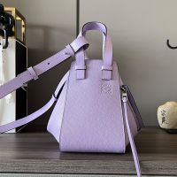 Loewe Compact Hammock Bag In Soft Grained Calfskin Purple