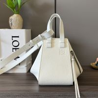 Loewe Compact Hammock Bag In Soft Grained Calfskin White