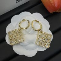 Loewe Crystal Anagram Hoop Earrings In Metal Gold