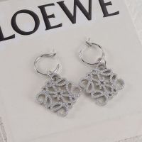 Loewe Crystal Anagram Hoop Earrings In Metal Silver