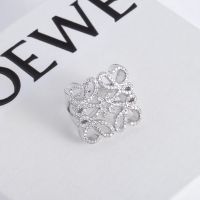 Loewe Crystal Anagram Open Ring In Metal Silver