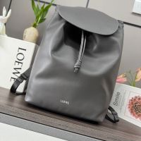 Loewe Flamenco Backpack In Shiny Supple Calfskin Grey