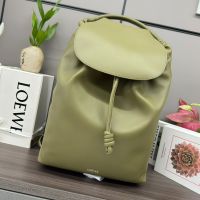 Loewe Flamenco Backpack In Shiny Supple Calfskin Olive