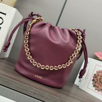 Loewe Flamenco Purse Bucket Bag In Mellow Nappa Lambskin Crimson