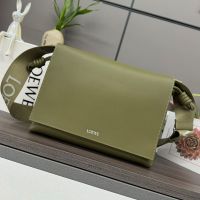 Loewe Flamenco Satchel In Shiny Supple Calfskin Olive