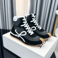 Loewe Flow Runner High Top Sneakers Unisex Nylon And Suede In Black