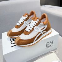 Loewe Flow Runner Sneakers Unisex Nylon And Suede In Brown/White