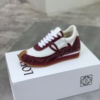 Loewe Flow Runner Sneakers Unisex Nylon And Suede In White/Burgundy