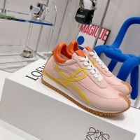 Loewe Flow Runner Sneakers Unisex Suede and Nylon In Pink/Lemon