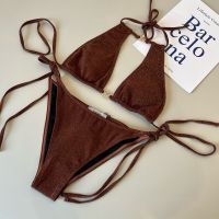 Loewe Glitter Triangular Bikini with Ties Women Lycra Sienna