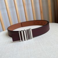 Loewe Graphic Logo Buckle Belt 2.8 In Smooth Calfskin Burgundy/Silver