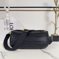Loewe Large Bracelet Pouch In Pleated Nappa Lambskin Black