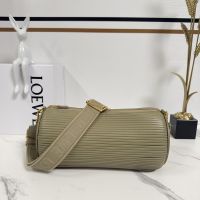 Loewe Large Bracelet Pouch In Pleated Nappa Lambskin Clay Green
