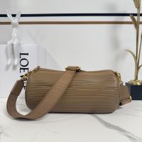 Loewe Large Bracelet Pouch In Pleated Nappa Lambskin Oak