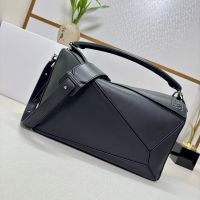 Loewe Large Featherlight Puzzle Bag In Nappa Lambskin Black