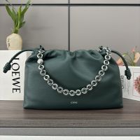 Loewe Large Flamenco Purse In Deerskin Green