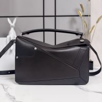 Loewe Large Panta Puzzle Bag In Shinny Calfskin Vintage Brown