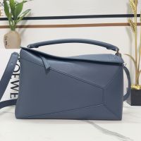 Loewe Large Puzzle Edge Bag In Classic Calfskin Indigo Blue