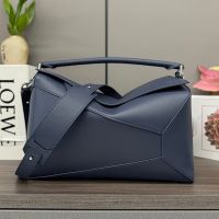 Loewe Large Puzzle Edge Bag In Classic Calfskin Navy Blue