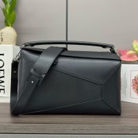 Loewe Large Puzzle Edge Bag In Classic Calfskin/Suede Black