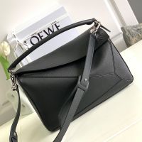 Loewe Large Puzzle Bag In Soft Grained Calfskin Black