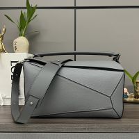 Loewe Large Puzzle Bag In Soft Grained Calfskin Grey