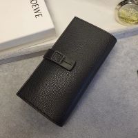 Loewe Large Vertical Bifold Wallet In Grained Calfskin Black