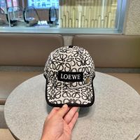 Loewe Logo Anagram Embroidery Baseball Cap Cotton In Black