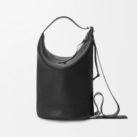 Loewe Loop Bucket Bag In Supple Grained Calfskin Black