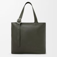 Loewe Loop Zipped Tote In Supple Grained Calfskin Dark Khaki Green