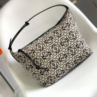 Loewe Medium Cubi Bag In Anagram Jacquard and Calfskin Beige/Black