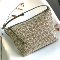 Loewe Medium Cubi Bag In Anagram Jacquard and Calfskin Beige/Green