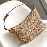 Loewe Medium Cubi Bag In Anagram Jacquard and Calfskin Brown