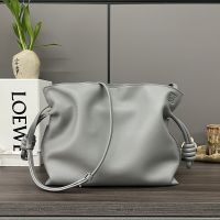 Loewe Medium Flamenco Anagram Clutch In Nappa Calfskin Pearl Grey