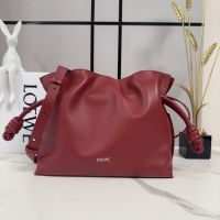 Loewe Medium Flamenco Clutch In Nappa Calfskin Burnt Red