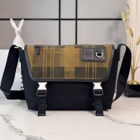 Loewe Medium Flex Messenger In Canvas and Brushed Suede Black/Olive