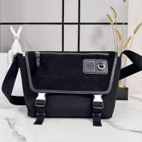 Loewe Medium Flex Messenger In Canvas and Suede Black